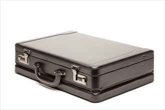 Large black briefcase isolated on a white background