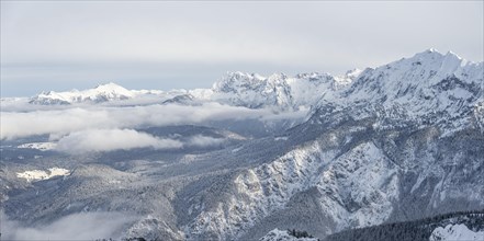 Wetterstein mountains with snow in winter