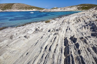 Furrowed rock in a bay of Antiparos