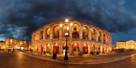 Roman amphitheater Arena di Verona in the evening