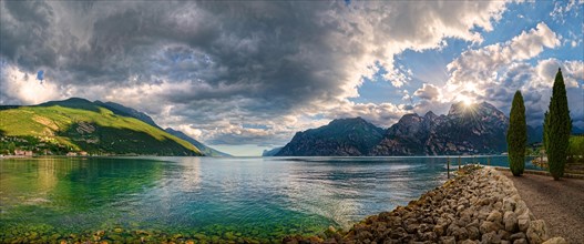 Lake Garda north shore at sunset