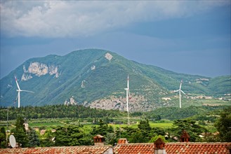 Wind turbines near Affi south-east of Lake Garda