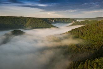 View from Eichfelsen with morning fog