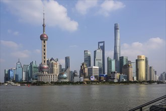 Skyline of the special economic zone Pudong with Oriental Pearl Tower