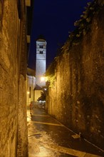 Church tower of the Chiesa di Santa Maria Maggiore in the evening
