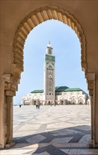 View through archway to Hassan II Mosque