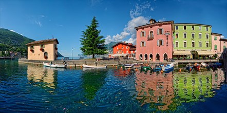 Small harbour with colourful boats