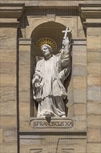 Sculpture of St. Francis on the main facade of the parish church of St.Martin