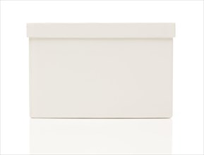 Blank white box with lid isolated on a white background ready for your own message