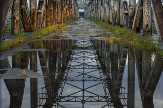 The 'Lisewski' or 'Tczewski' bridge over the Vistula River. after the rain