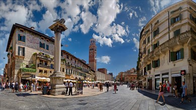 Lively city square Piazza delle Erbe
