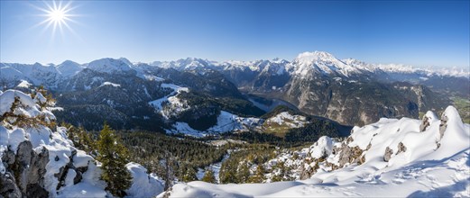 Alpine panorama in winter at nice weather