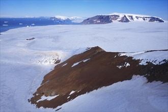 Aerial view over Brown Bluff in the Antarctic Sound