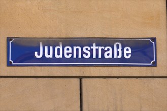 Street sign Judenstrasse in the old town