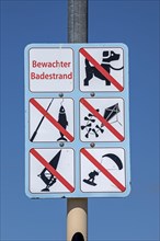 Prohibition sign on the beach