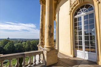View from the Belvedere on the Klausberg to the New Palace in Sanssouci Park