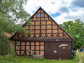 Half-timbered house from the 'Atelier Nemeton' in the Rundlingsdorf Guehlitz. The village is one of the 19 Rundling villages that have applied to become a UNESCO World Heritage Site. Guehlitz