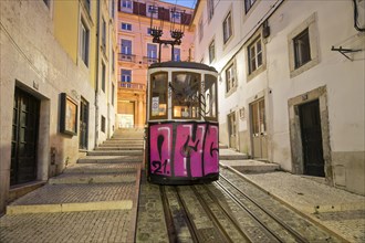 Tracks with funicular at blue hour