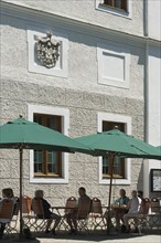 Monastery restaurant with sunshades