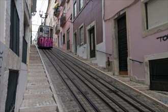 Rails with funicular Elevador da Bica