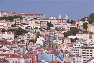 View from Miradouro de Sao Pedro de Alcantara over Lisbon with Igreja de Sao Vicente de Fora