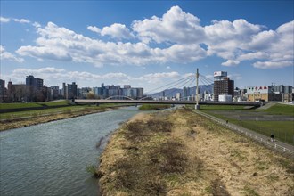 Ishikari river flowing through Sapporo