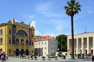 Croatian National Theatre and Church Gospa od Zdravlja on Gaje Bulat Square