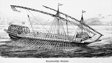 Venetian galley on the sea