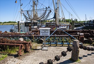 Fishing nets and other fishing equipment at the harbour of Greetsiel