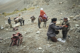 Kyrgyz nomad family during a rest