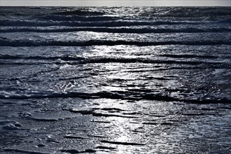 North Sea with outgoing waves in backlight