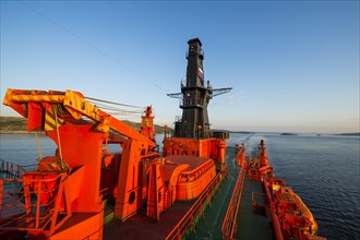 Sunset light on the nuclear icebreaker 50 years of victory