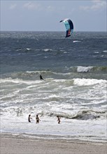 Kite surfer in the surf