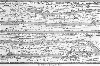 A section from the cartographic representation of the Peutinger's Table (Tabula Peutingeriana)