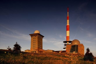 Former military facilities on the Brocken in the evening light