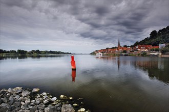 View across the Elbe to the lower town of Lauenburg Elbe Cycle Route