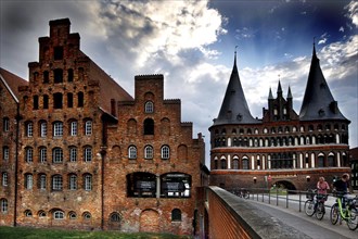 Brick Gothic warehouses on the Trave