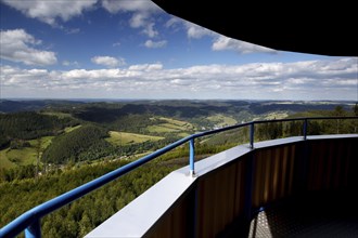 View from Thueringer Warte into the Bavarian-Thuringian border area of the former zonal border