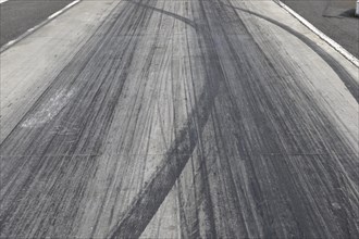 Tire prints on the race track