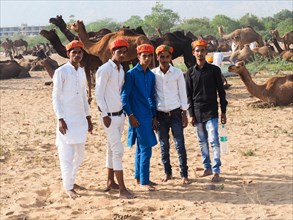 A group of young men at the camel market of Pushkar