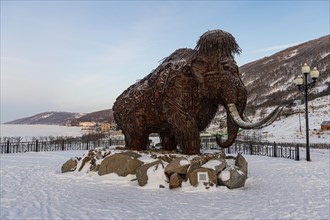 Mammoth monument in Nagaev Bay