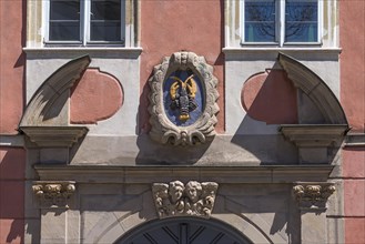 Coat of arms above the entrance portal of the historic Haus zum Krebs
