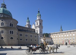 Fiaker at Residenzplatz and Salzburg Cathedral