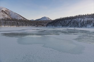 Open water on a frozen lake