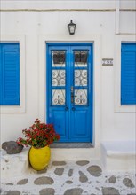 Cycladic house with blue door