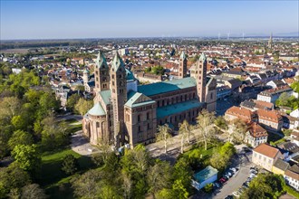 Aerial f the Unesco world heritage sight Speyer Cathedral