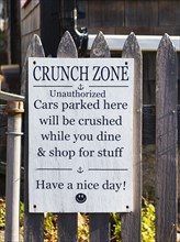 Sign in English with the inscription Crunch Zone and Smiley