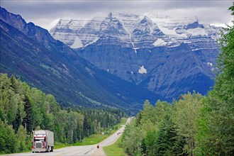 Highway with truck and cyclist