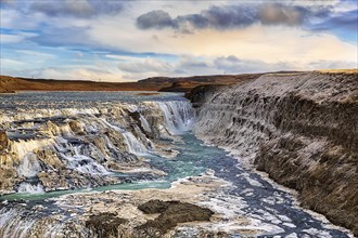 Waterfall Gullfoss with ice