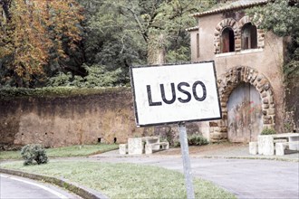 Road sign informing about entering famous Luso